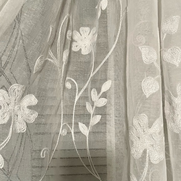 Sheer Embroidered Floral Panel Pair in Cream, 36” x 82” - Picture 2 of 3